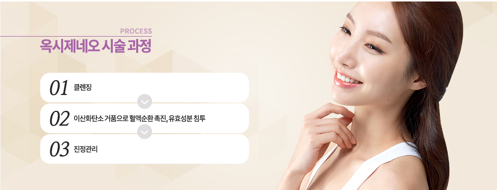 -시술 과정
클렌징 / 이산화탄소 거품으로 혈액순환 촉진, 유효성분 침투 / 진정 관리

